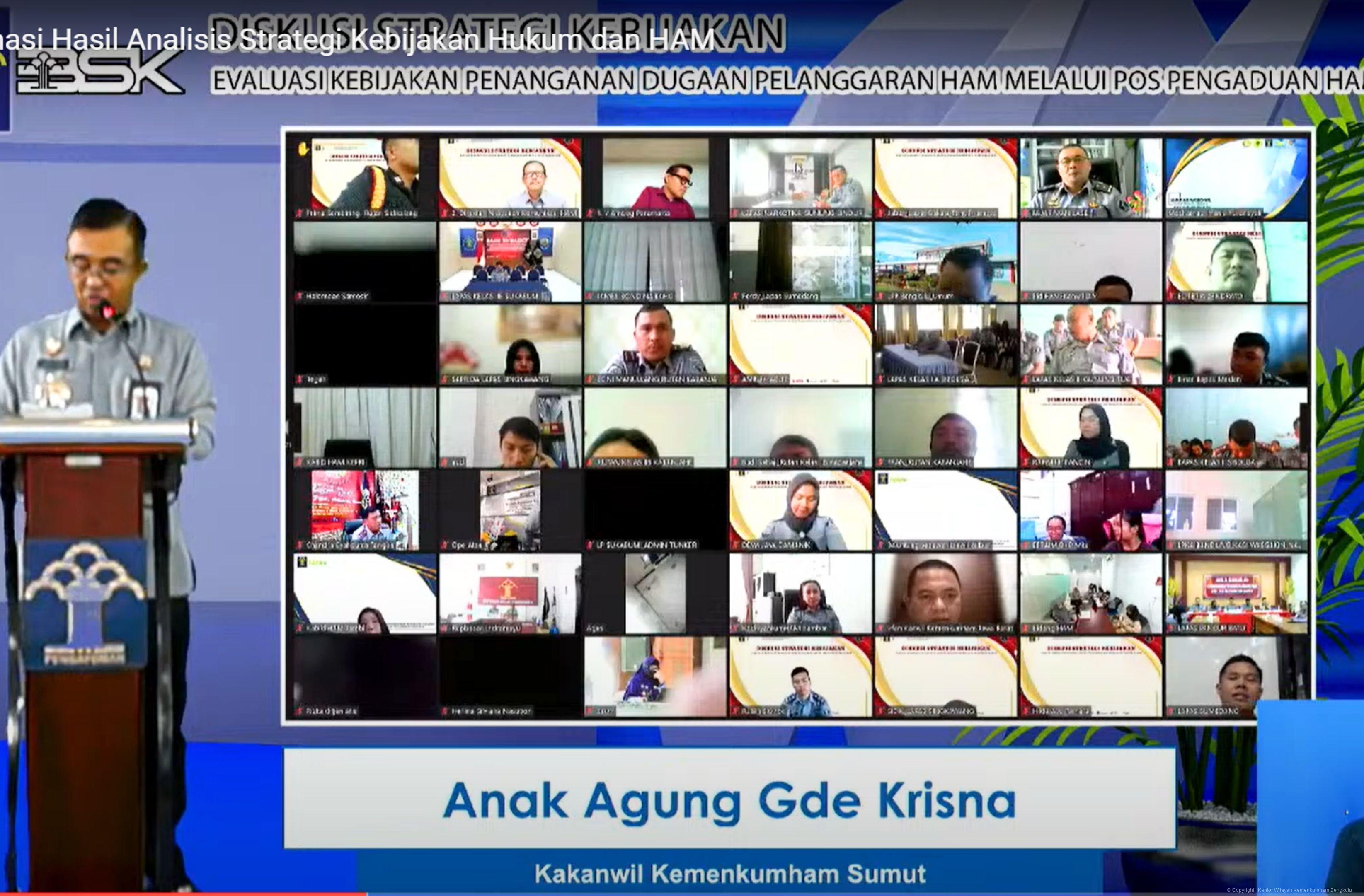 Kanwil Kemenkumham Bengkulu Ikuti Diseminasi Hasil Analisis Strategi Hukum dan HAM 2