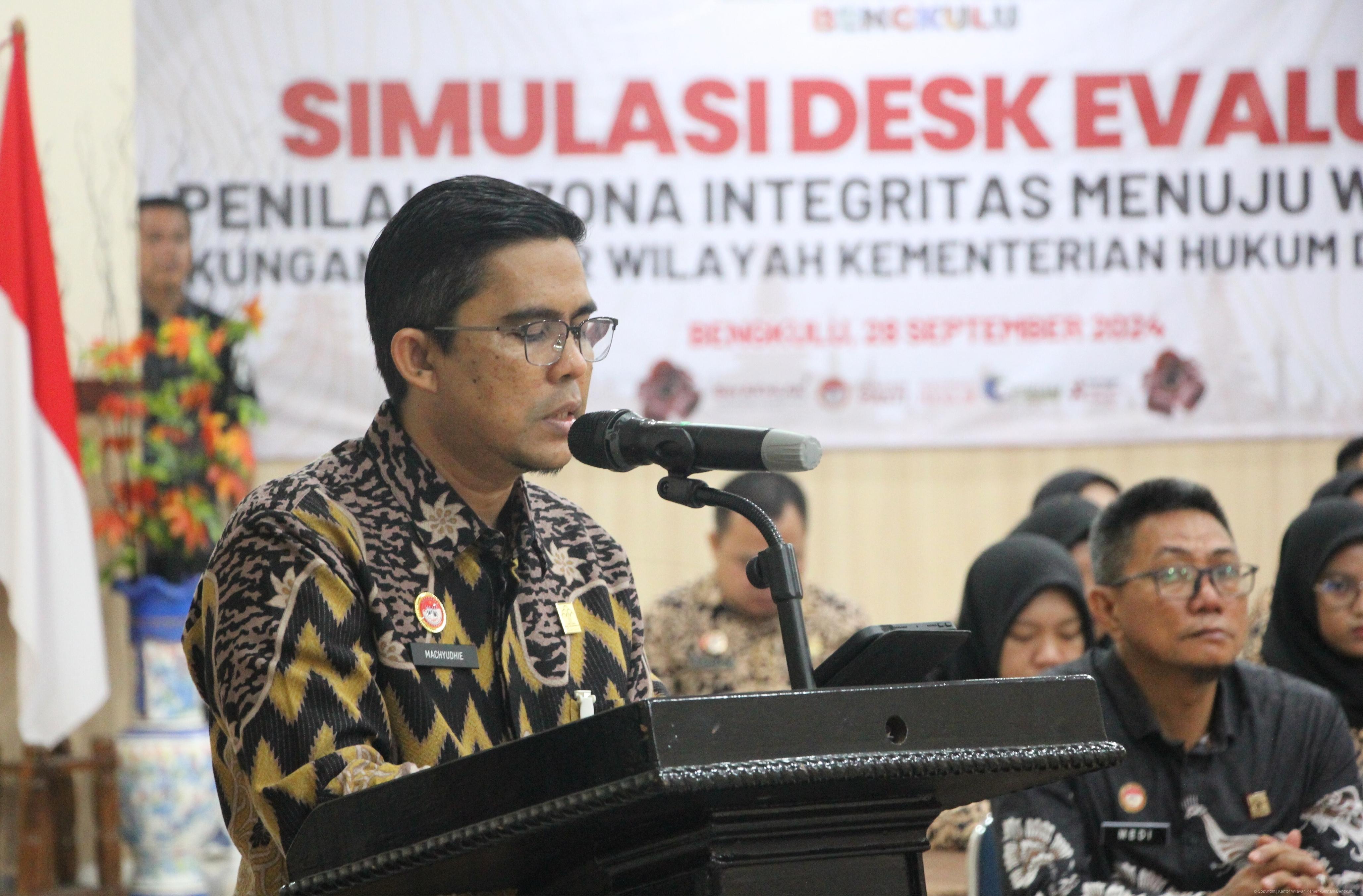 Optimis Jajaran Raih WBK 2024 Kanwil Kemenkumham Bengkulu Gelar Simulasi Desk Evaluasi Penilaian Zona Integritas 2