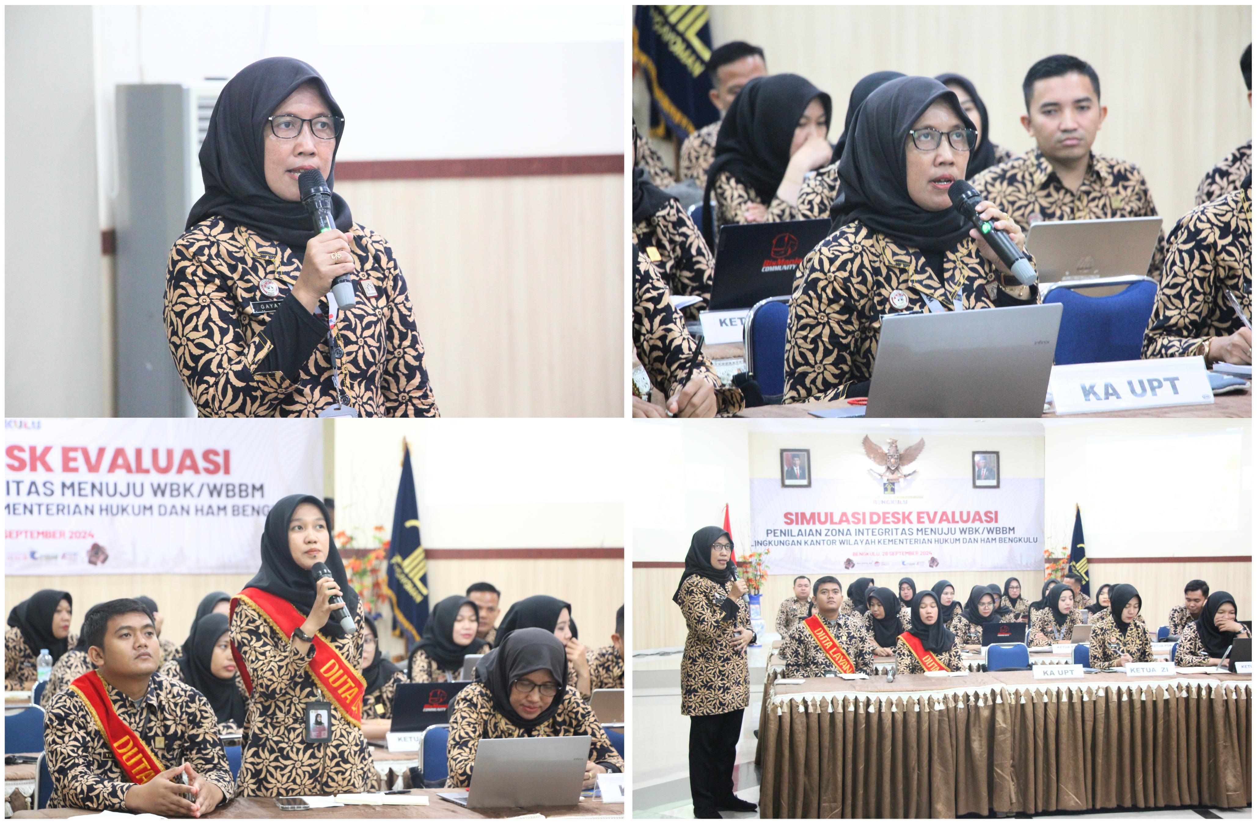 Optimis Jajaran Raih WBK 2024 Kanwil Kemenkumham Bengkulu Gelar Simulasi Desk Evaluasi Penilaian Zona Integritas 7