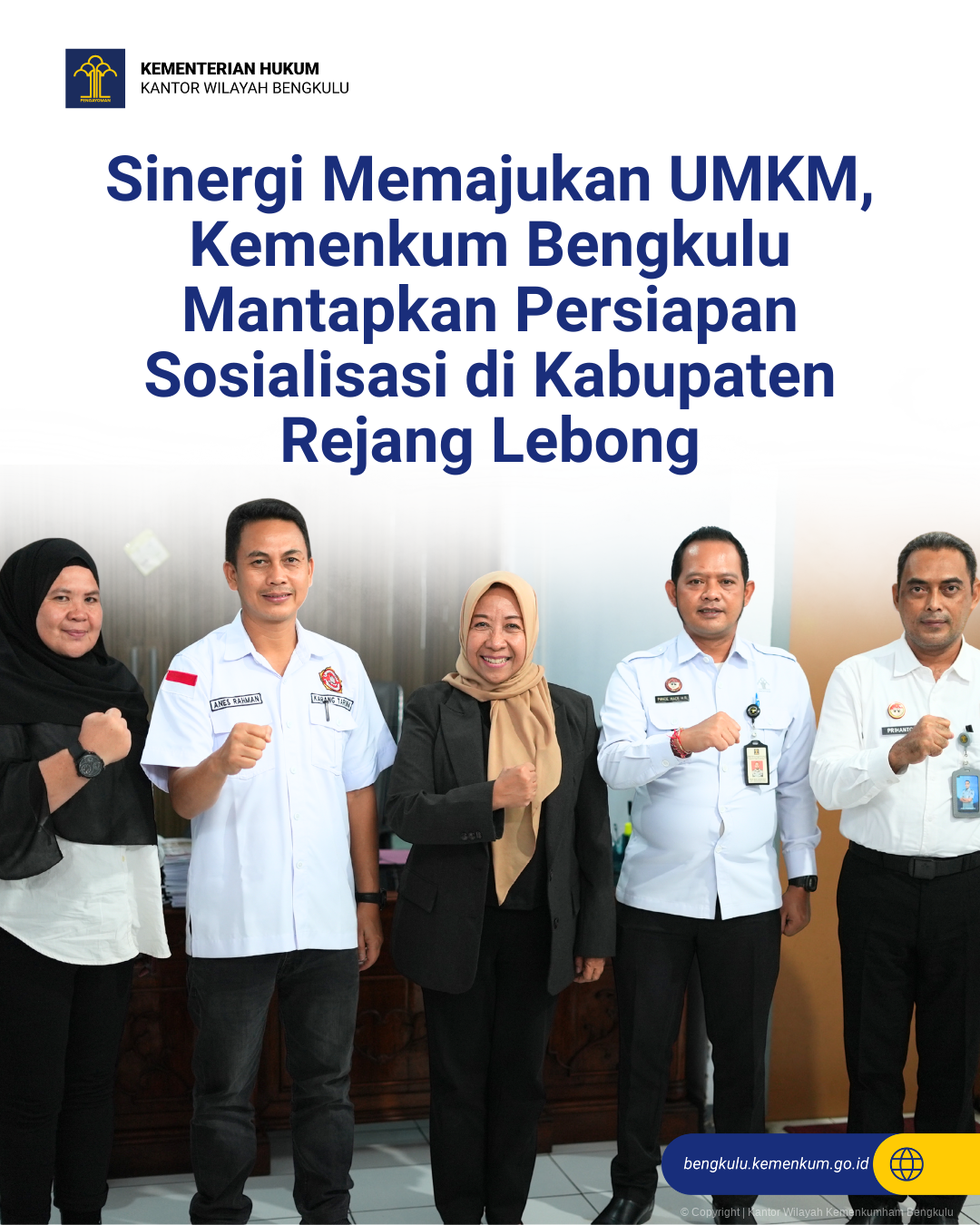 Sinergi Memajukan UMKM, Kemenkum Bengkulu Mantapkan Persiapan Sosialisasi di Kab. Rejang Lebong