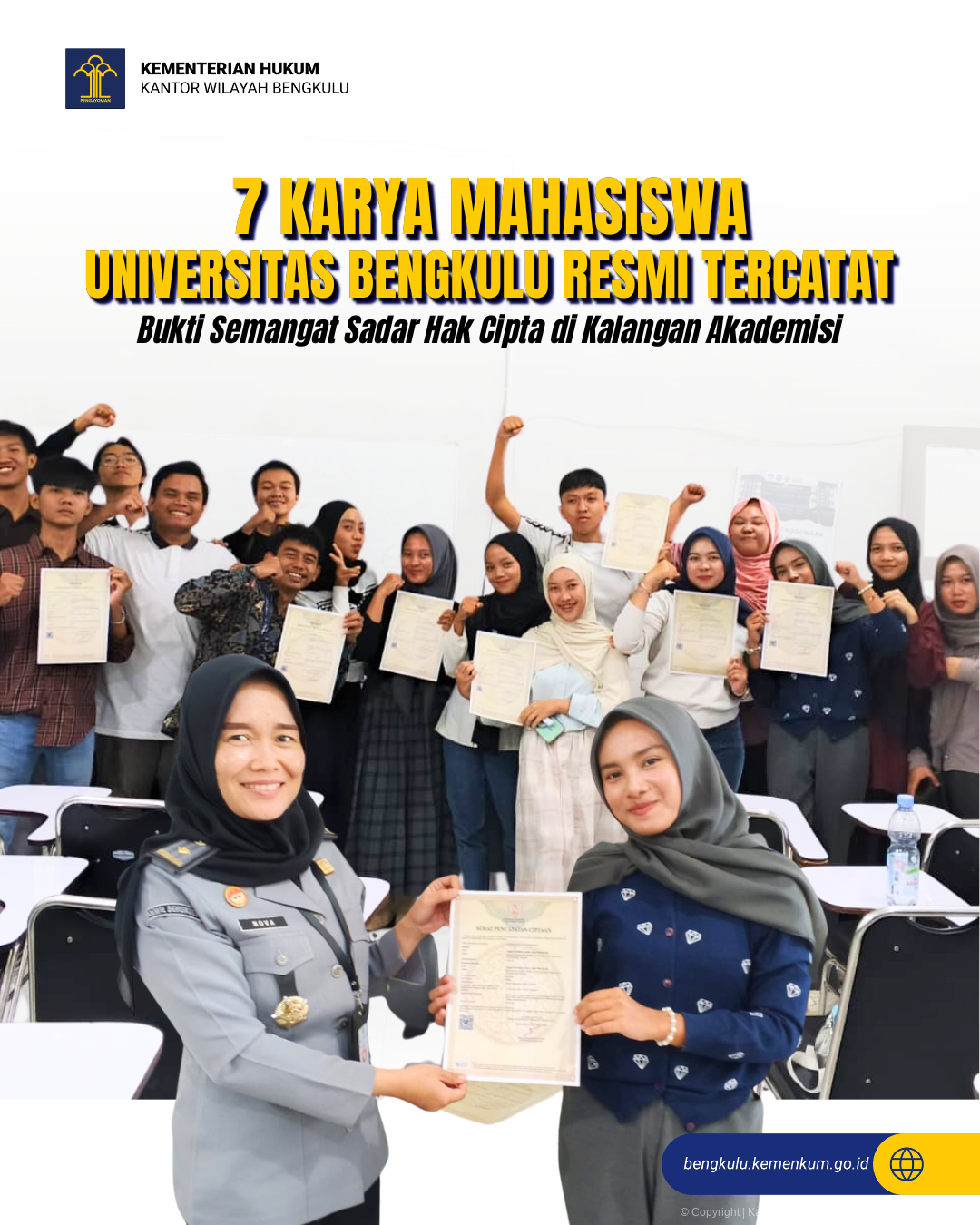 Tujuh Karya Mahasiswa UNIB Resmi Tercatat, Bukti Semangat Sadar Hak Cipta di Kalangan Akademisi