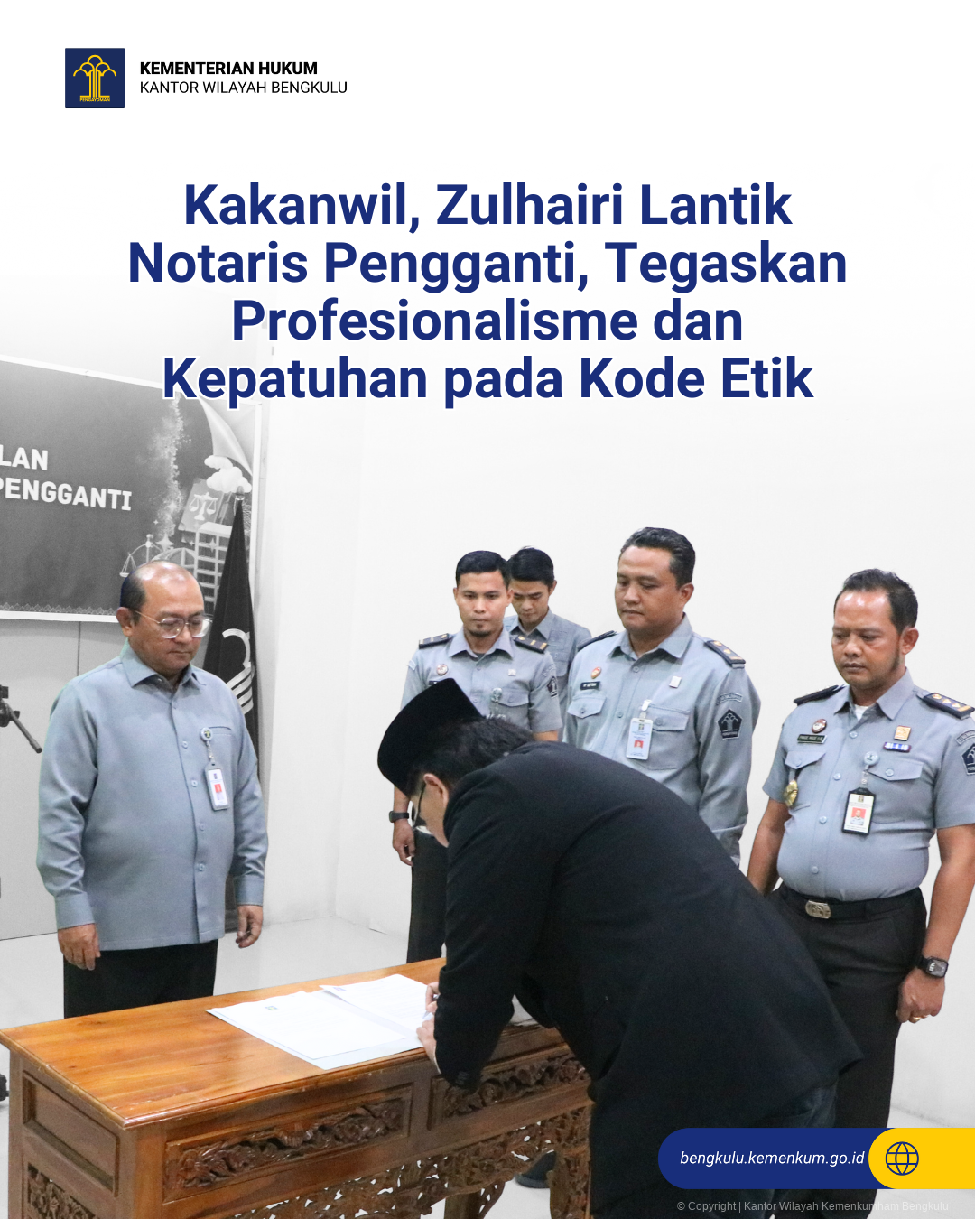 Kakanwil, Zulhairi Lantik Notaris Pengganti, Tegaskan Profesionalisme dan Kepatuhan pada Kode Etik