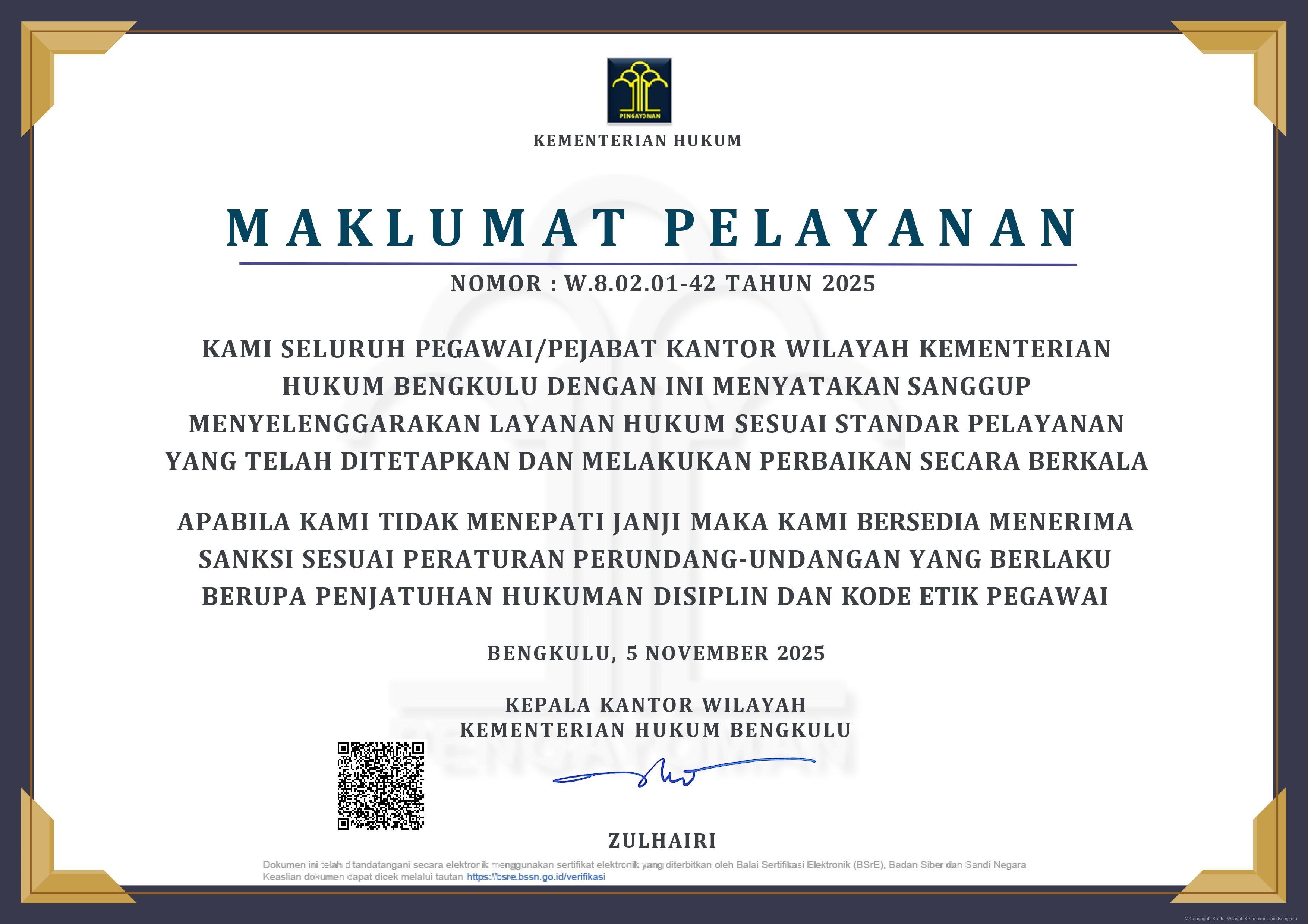 Maklumat Pelayanan 2025