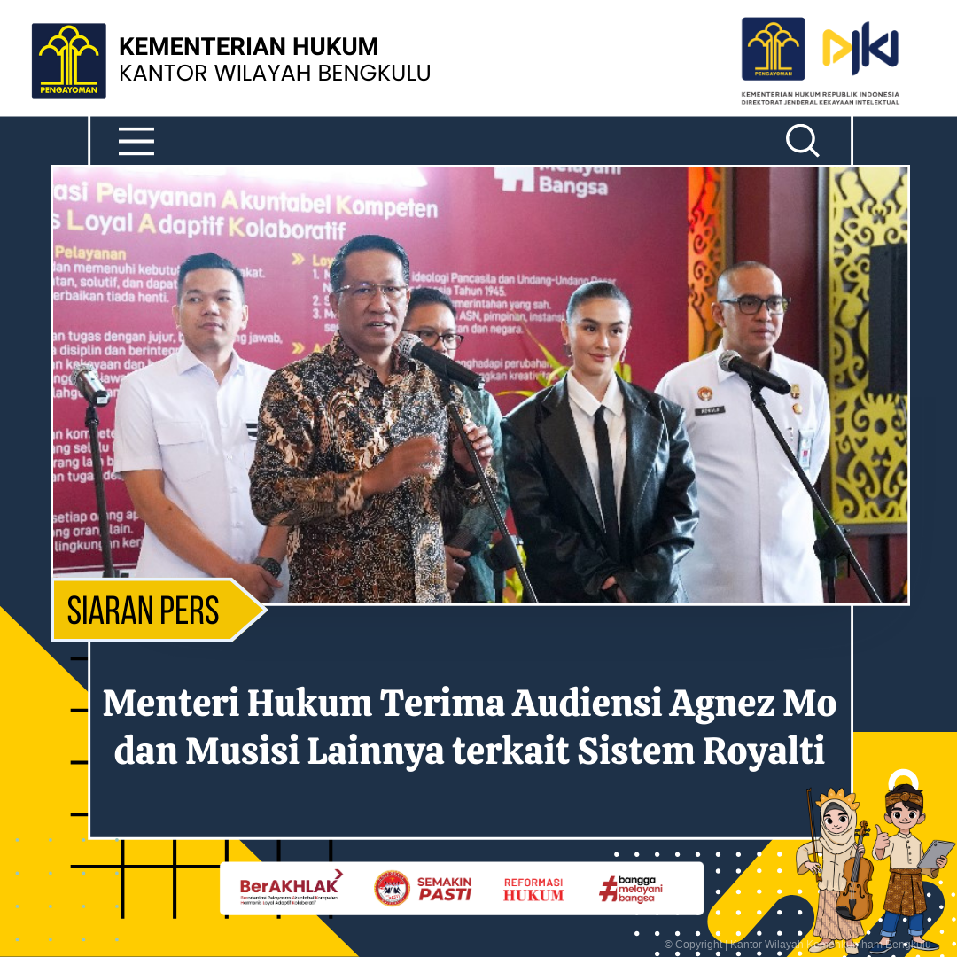 Menteri Hukum Terima Audiensi Agnez Mo dan Musisi Lainnya terkait Sistem Royalti