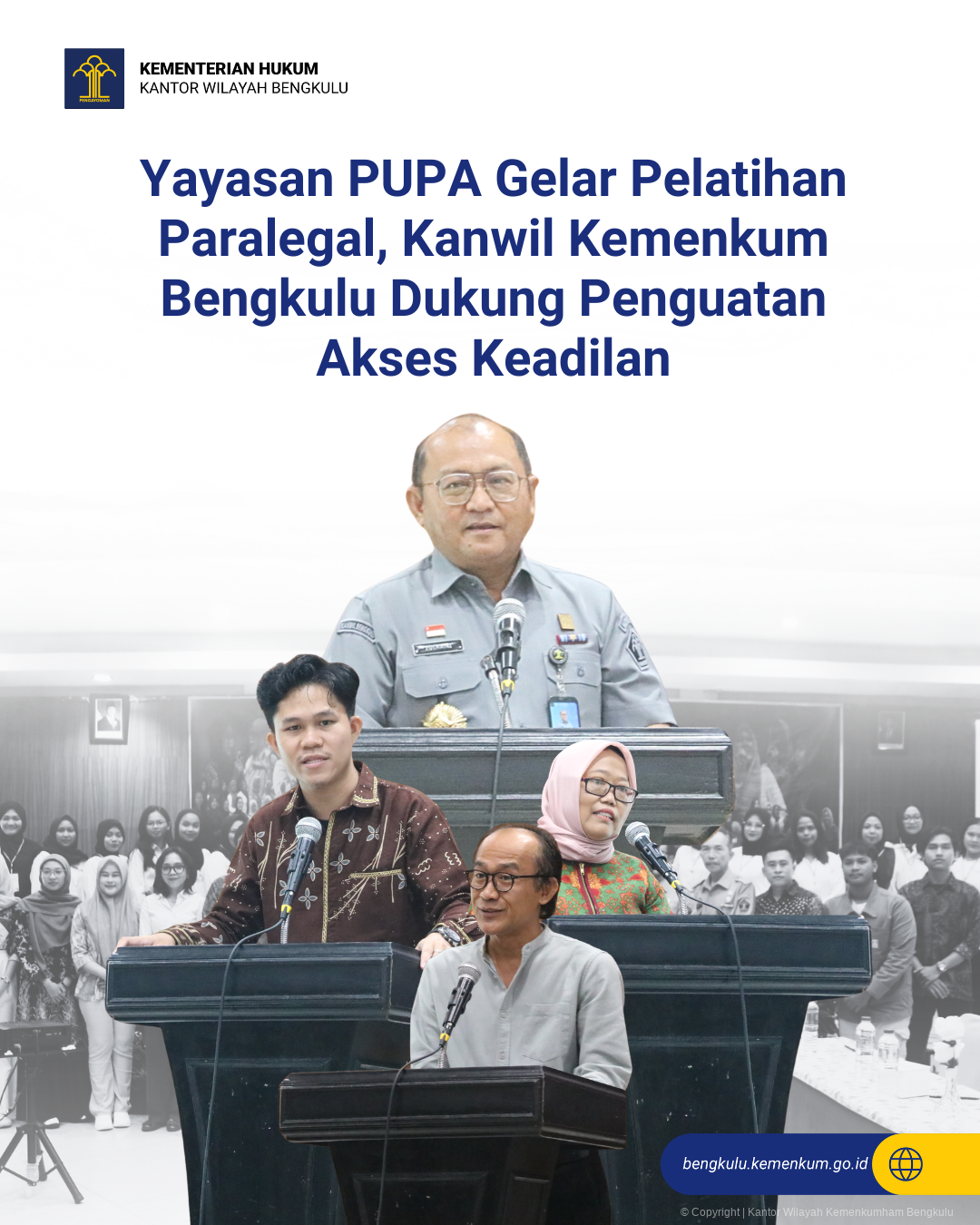 Yayasan PUPA Gelar Pelatihan Paralegal, Kanwil Kemenkum Bengkulu Dukung Penguatan Akses Keadilan